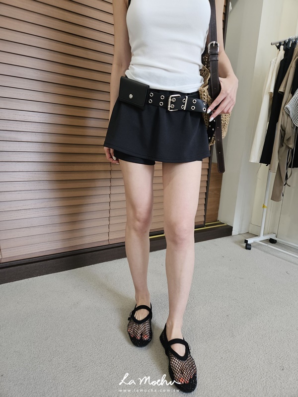 素面萊卡褲裙